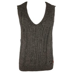 HUGO BOSS Size L Grey Knit Wool Blend Pullover Vest
