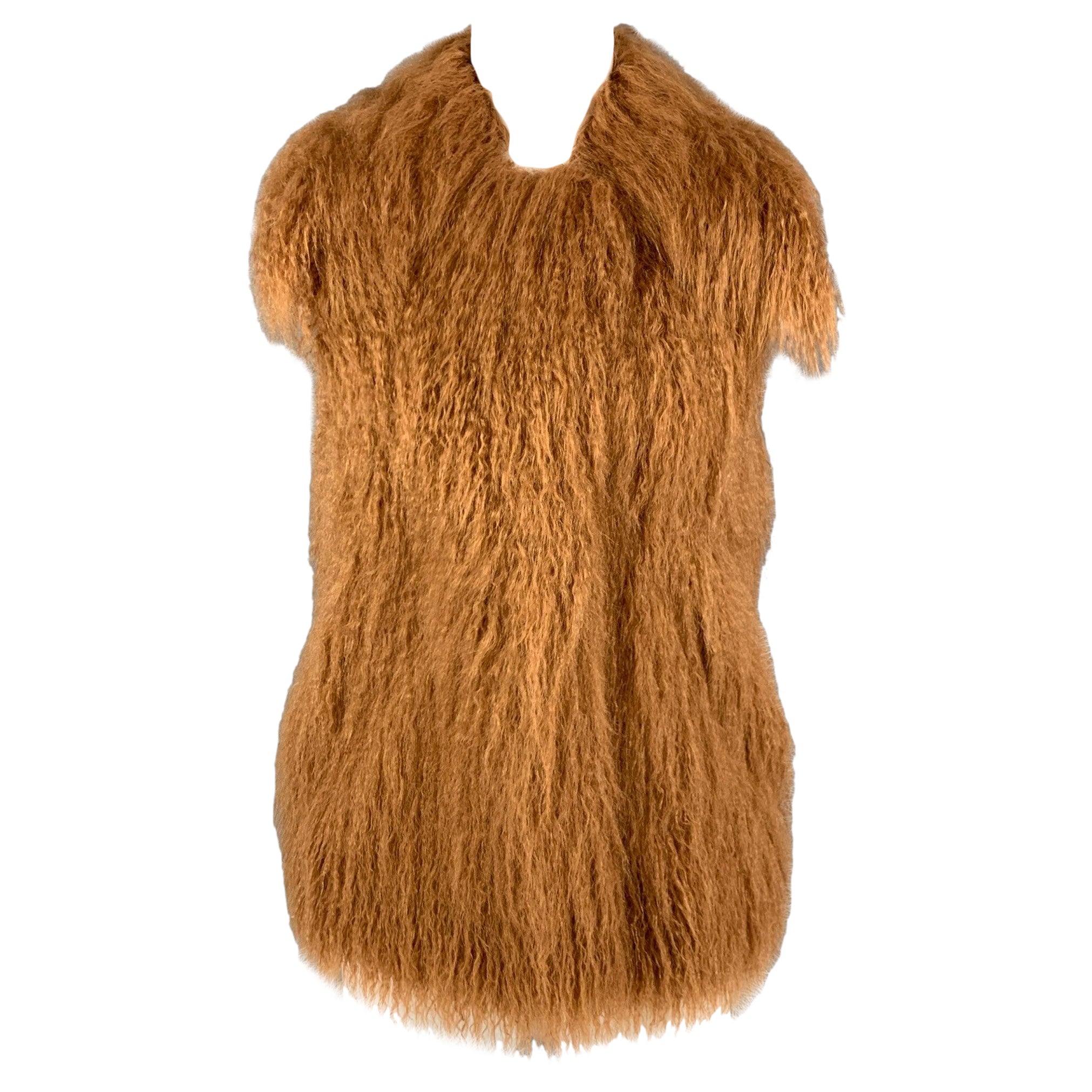STELLA McCARTNEY 2015 Size XS Brown Modacrylic Faux Fur Vest For Sale