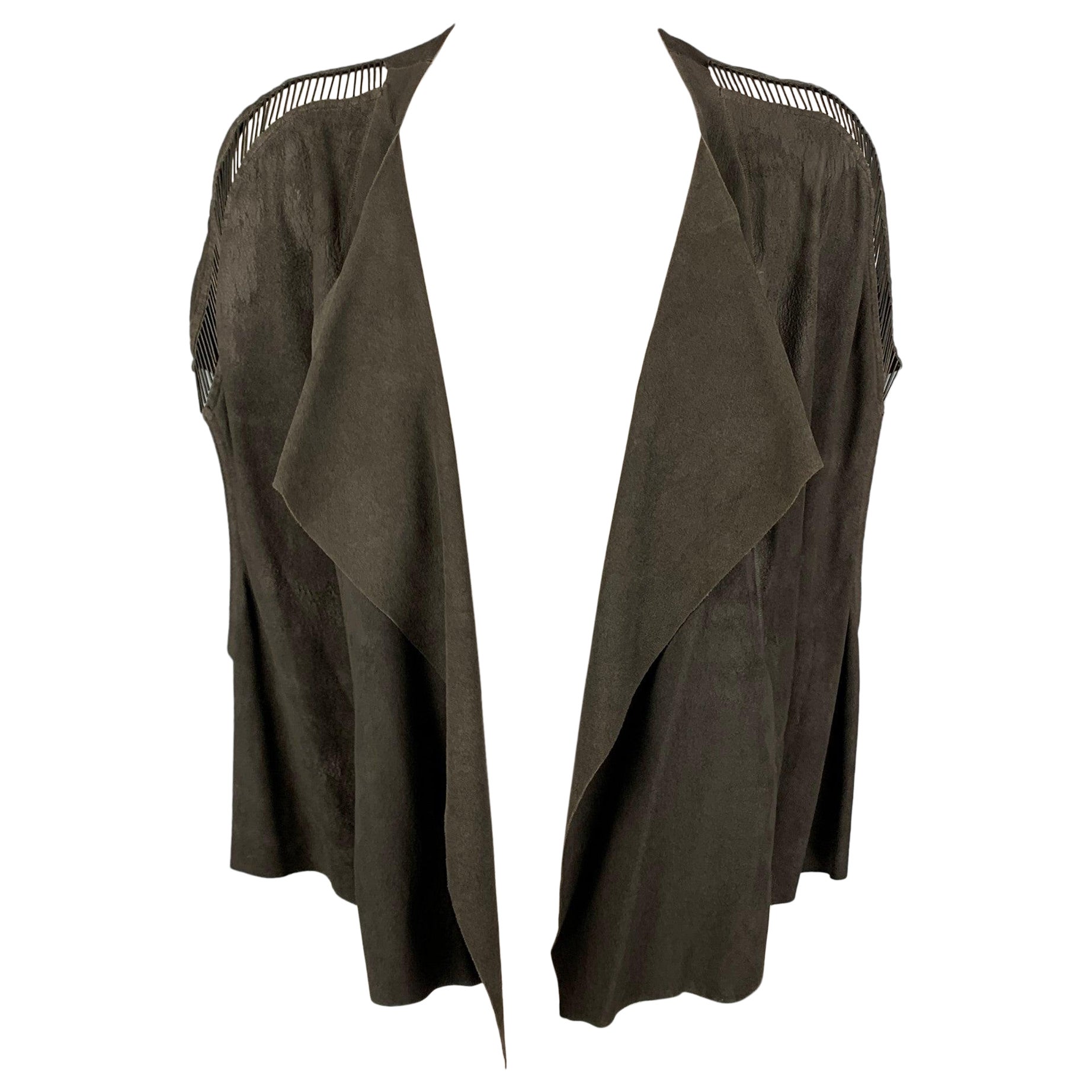RICK OWENS SS 18 Size S Grey Suede Draped Vest For Sale