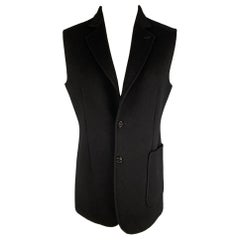 RAF SIMONS Size 40 Black Virgin Wool Notch Lapel Vest