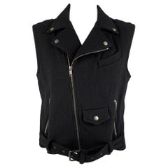 MARC JACOBS Size 46 Black Wool Biker Vest