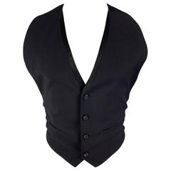 MARC JACOBS Size XL Black Wool Buttoned Vest