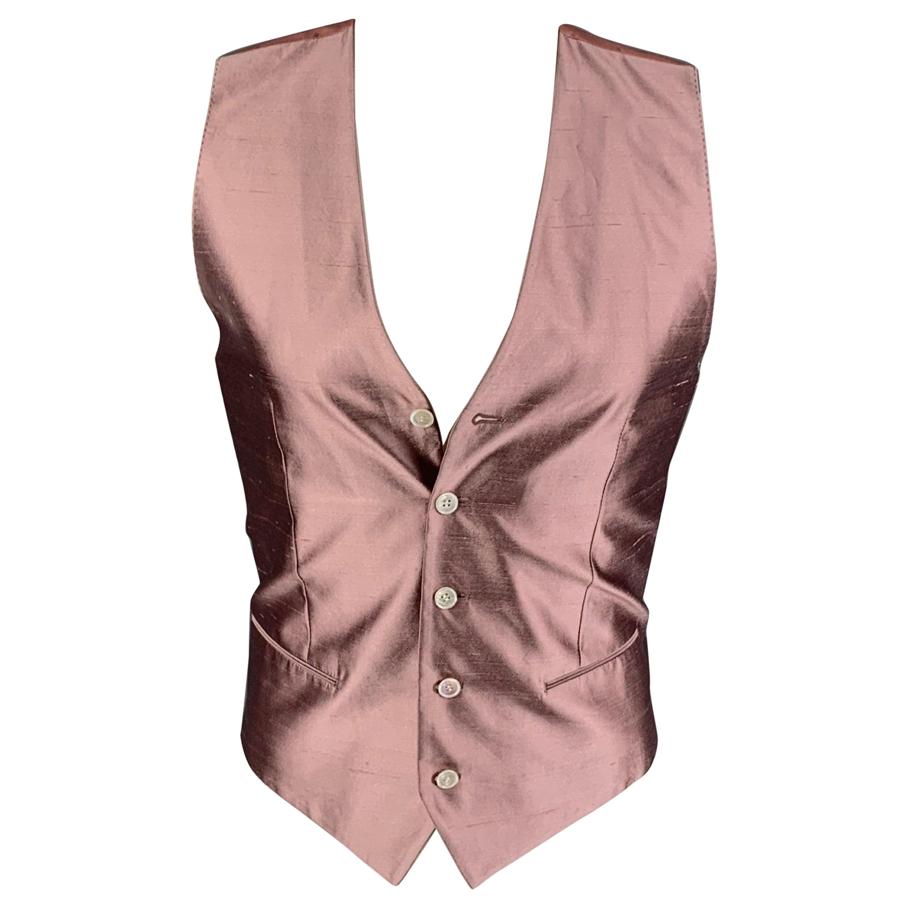 DOLCE & GABBANA Size 36 Mauve Silk Buttoned Vest For Sale