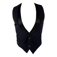 DIRK BIKKEMBERGS  Size 36 Navy &  Black Solid Polyester Blend Vest