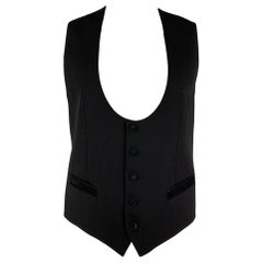DOLCE & GABBANA Size 42 Black Wool Silk Tuxedo Vest