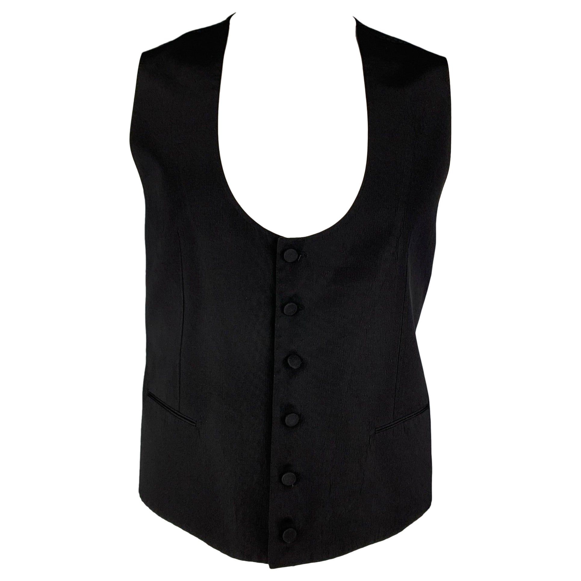 DOLCE & GABBANA Size 46 Black Wool Silk Buttoned Vest For Sale