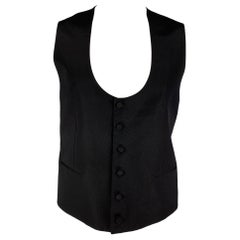 DOLCE & GABBANA Size 46 Black Wool Silk Buttoned Vest