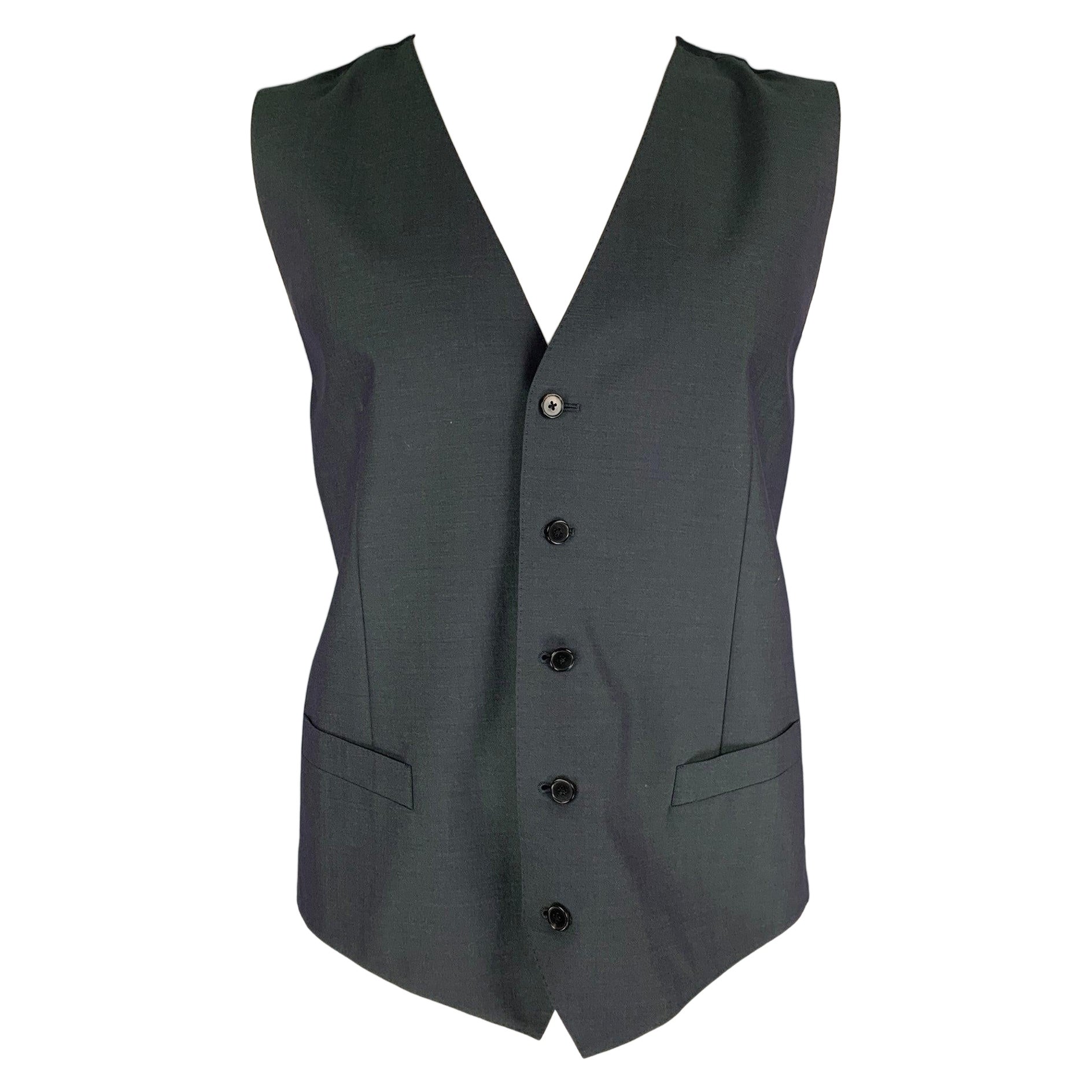DOLCE & GABBANA Size 46 Charcoal Iridescent Wool Mohair Vest For Sale