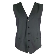 DOLCE & GABBANA Size 46 Charcoal Iridescent Wool Mohair Vest