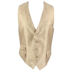 ALEXANDER MCQUEEN Size 40 Beige Jacquard Silk Buttoned Vest