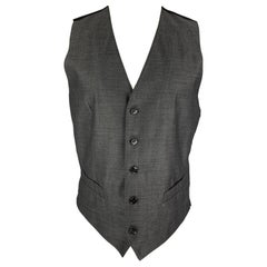 DOLCE & GABBANA Size 38 Dark Gray Black Wool Silk Vest