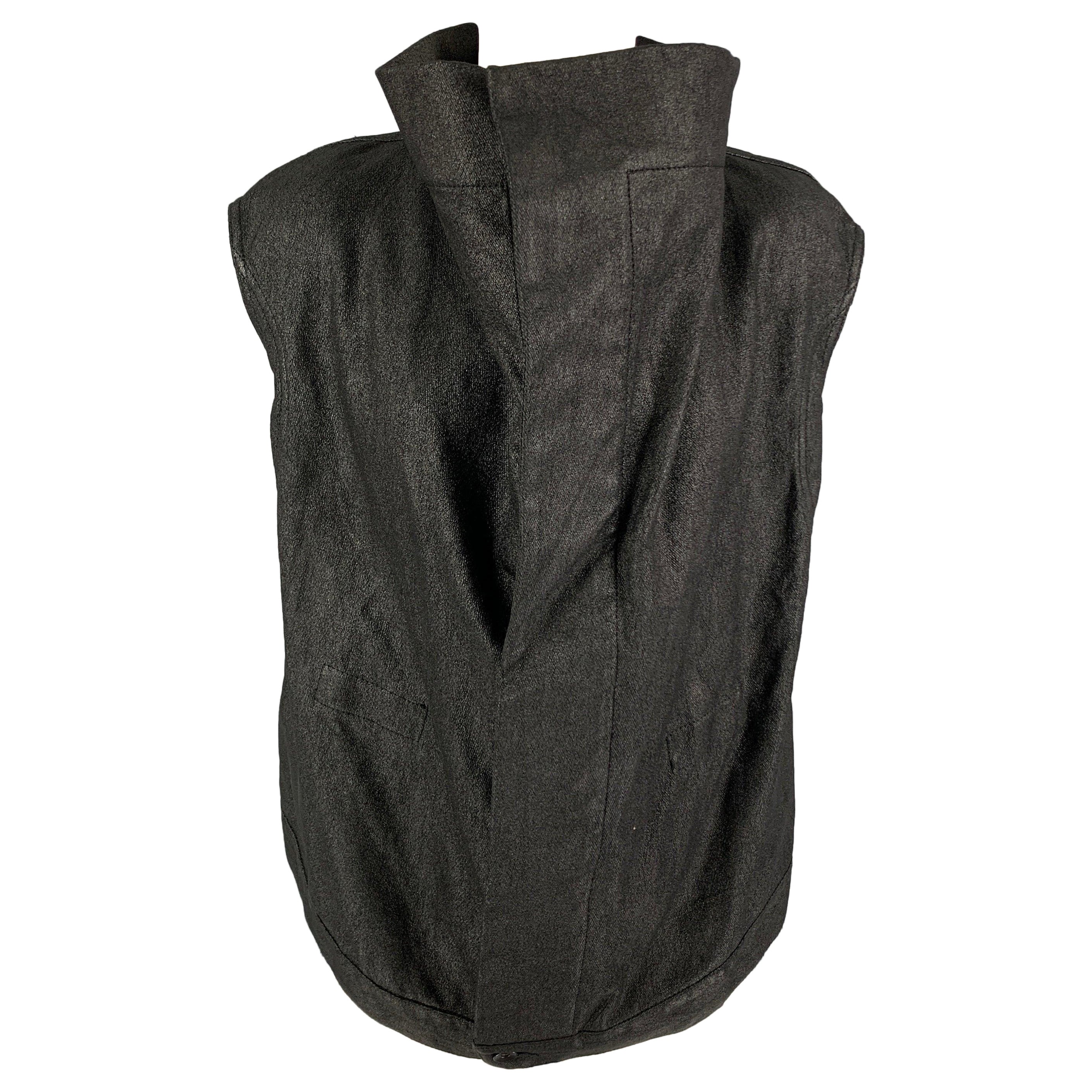 RICK OWENS DRKSHDW Size XS Black Coated Sleeveless Vest For Sale