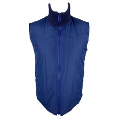 MARC JACOBS Size M Blue Quilted Polyester Zip Up Vest