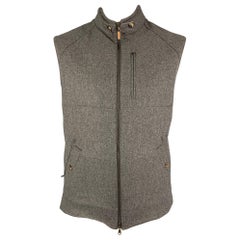 BRUNELLO CUCINELLI - Gilet en laine et cachemire gris matelassé, taille XL