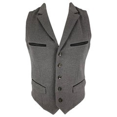 RAG & BONE Size M Grey Black Woven Merino Wool Notch Lapel Vest