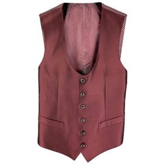 DOLCE & GABBANA Size 34 Burgundy Silk Buttoned Vest