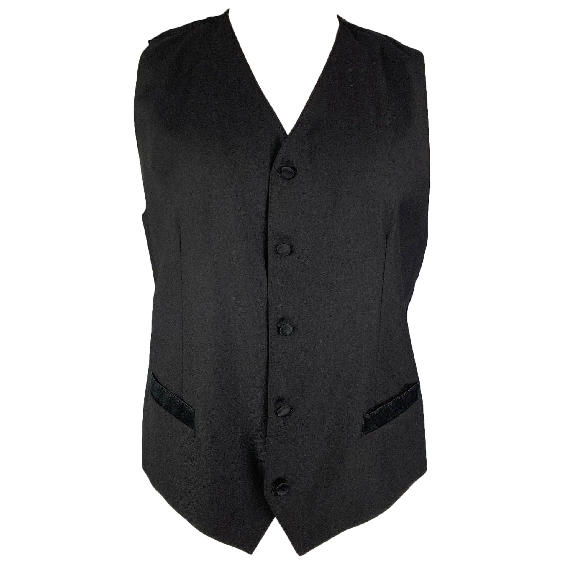 DOLCE & GABBANA Size 44 Black Wool Silk Buttoned Vest For Sale