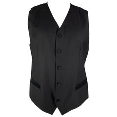 DOLCE & GABBANA Size 44 Black Wool Silk Buttoned Vest