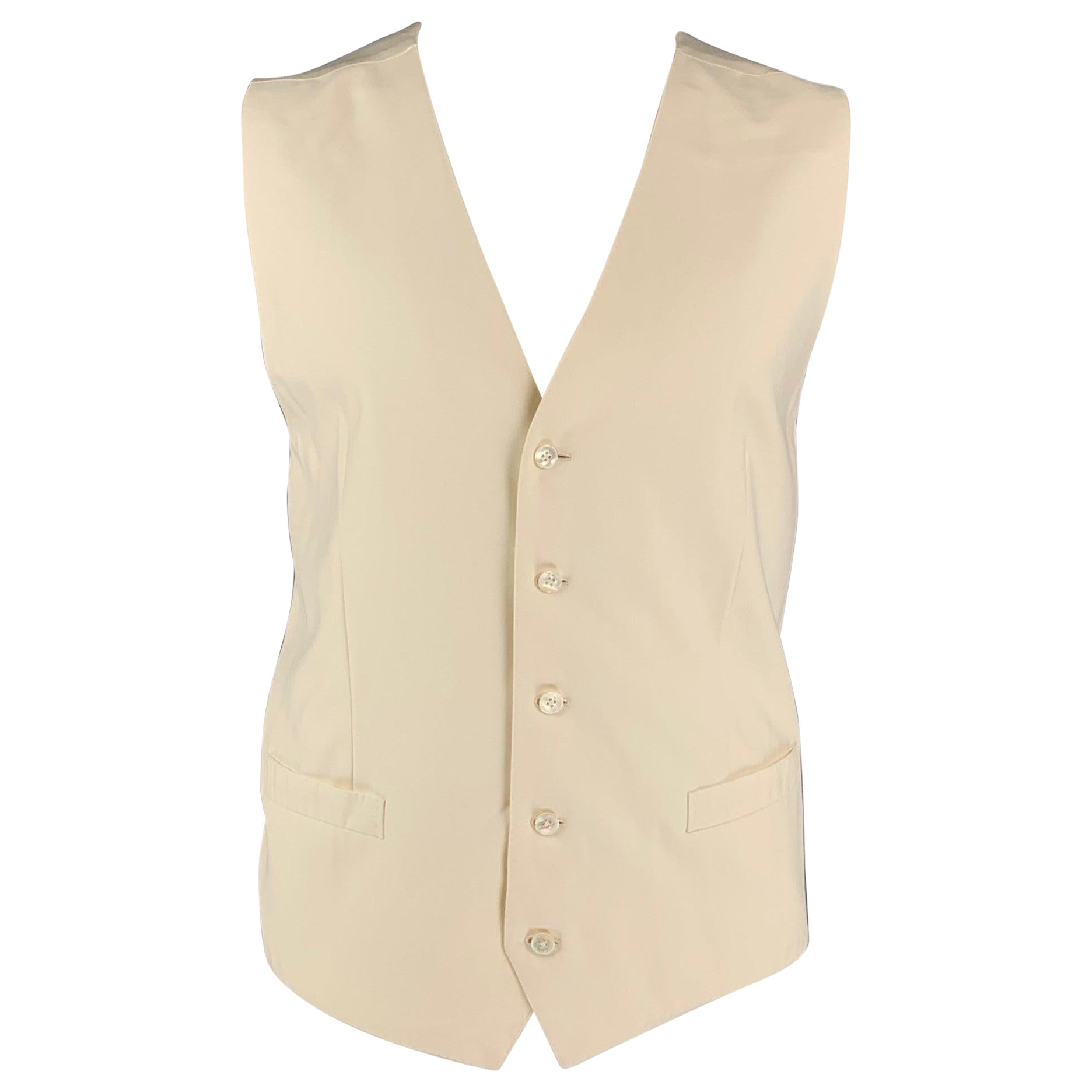 DOLCE & GABBANA Alta Sartoria Size 48 Off White Wool Buttoned Vest For Sale