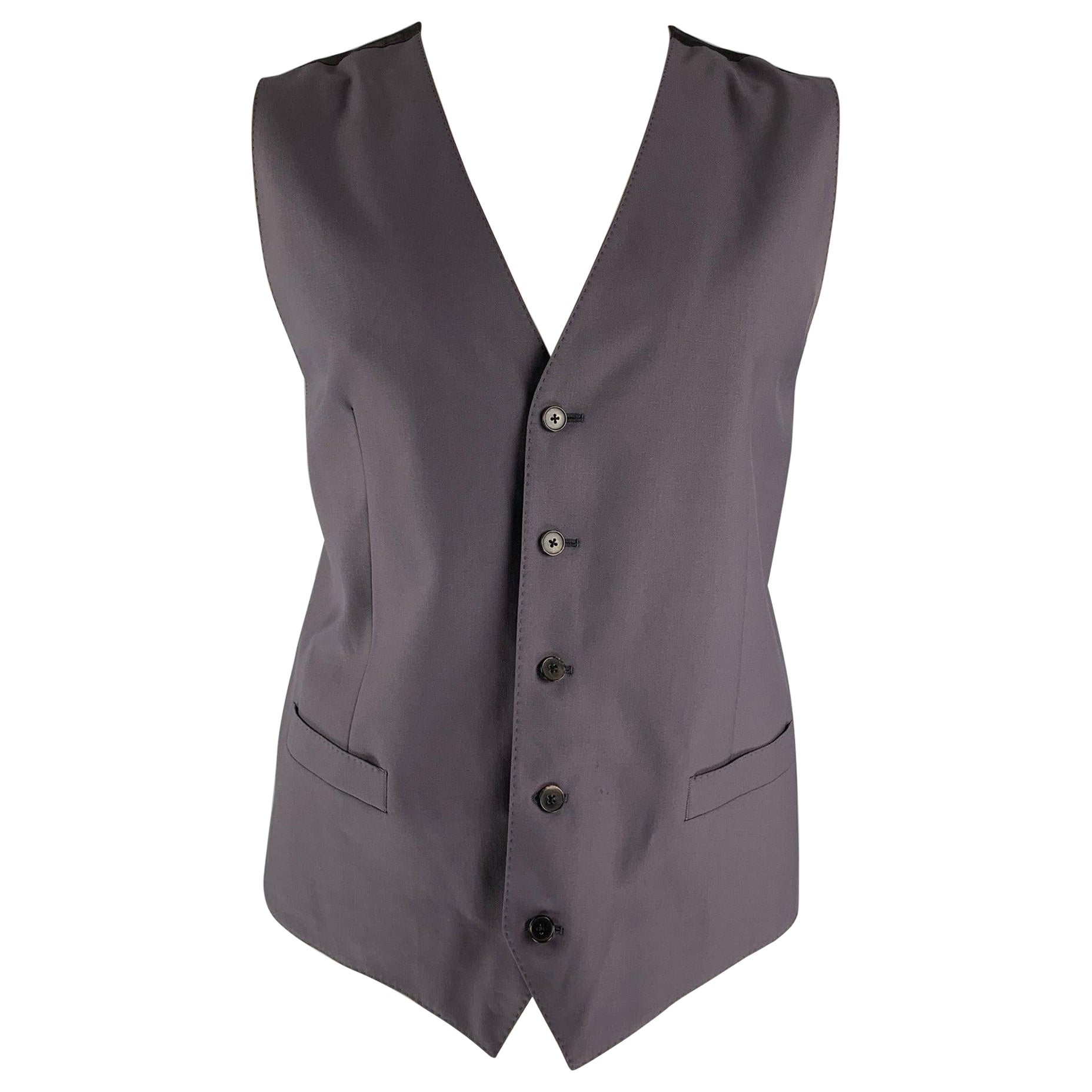 DOLCE & GABBANA Size 46 Solid Wool Buttoned Mauve Vest For Sale