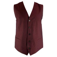 DOLCE & GABBANA  Size 46 Solid Wool &  Mohair Buttoned Burgundy Vest