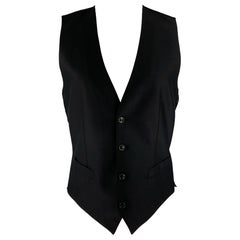 DOLCE & GABBANA  Size 38 Black Solid Wool & Silk Buttoned Vest