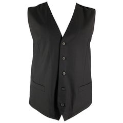 DOLCE & GABBANA  Size 46 Solid Wool Buttoned Black Vest