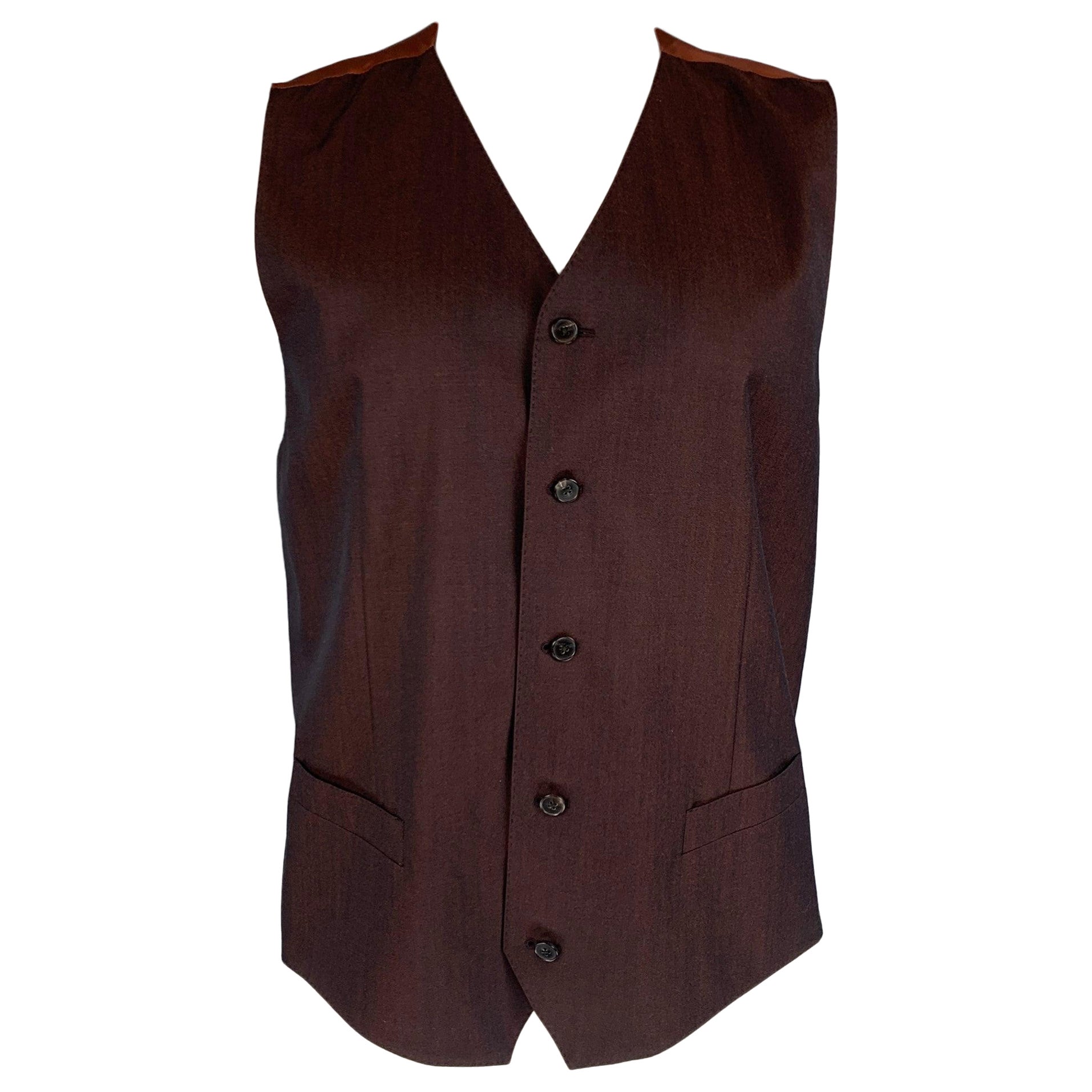 DOLCE & GABBANA Size 46 Brown Wool Buttoned Vest For Sale
