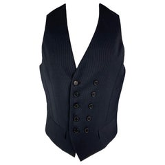NEIL BARRETT Size 38 Black Pinstripe Wool Double Breasted Vest