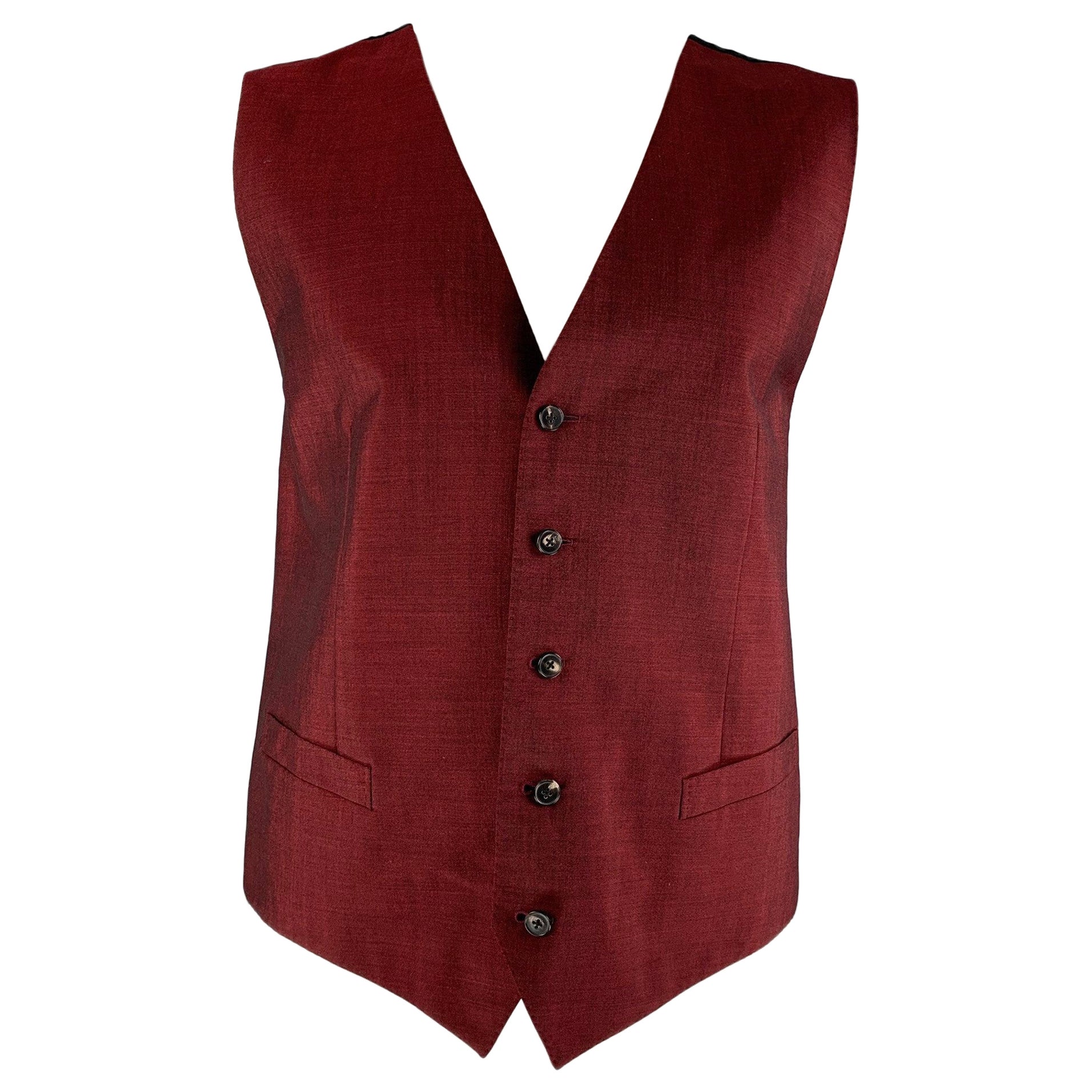 DOLCE & GABBANA Size 48 Solid Wool Mohair & Silk Buttoned Vest For Sale