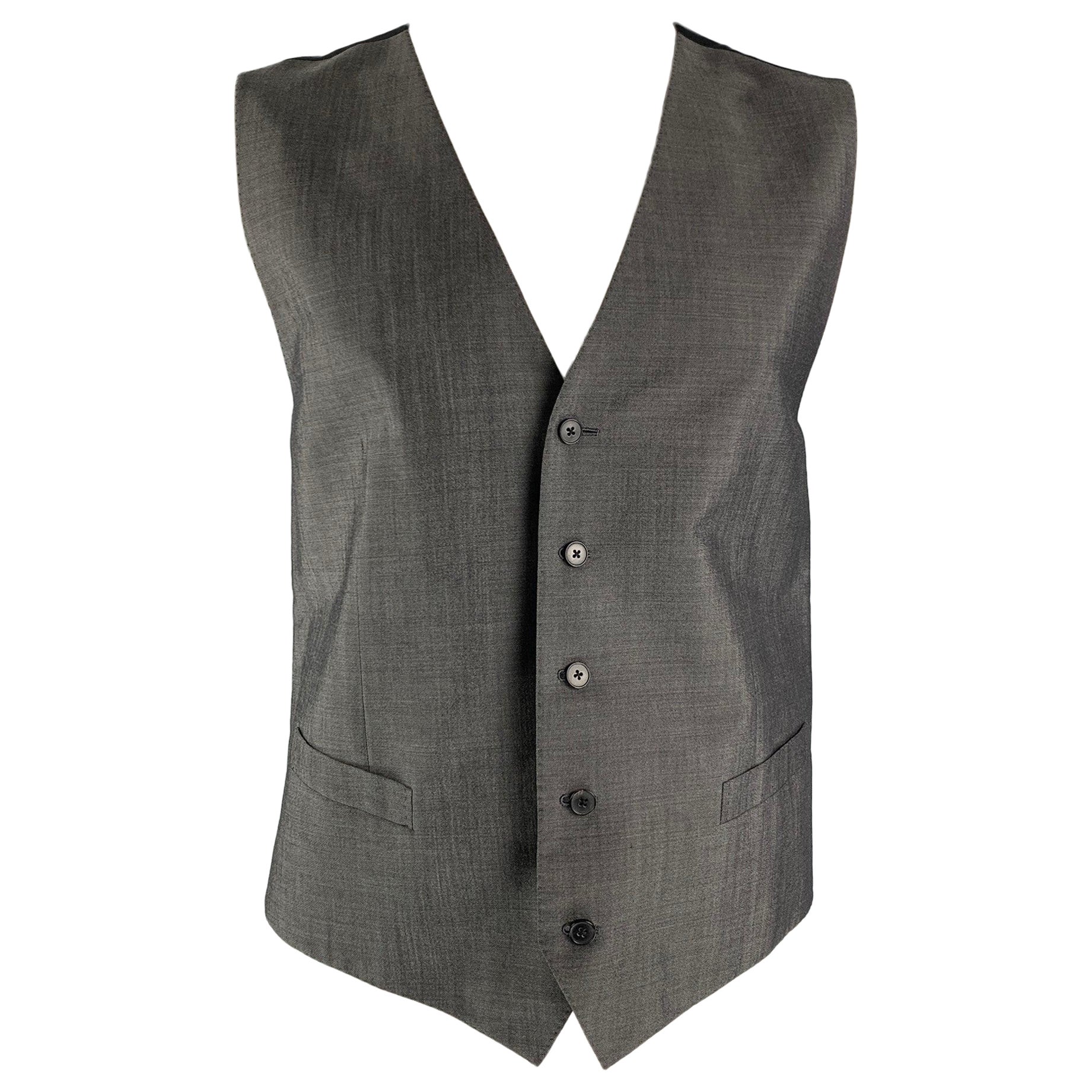DOLCE & GABBANA Size 48 Solid Wool , Mohair &  Silk Buttoned Vest For Sale