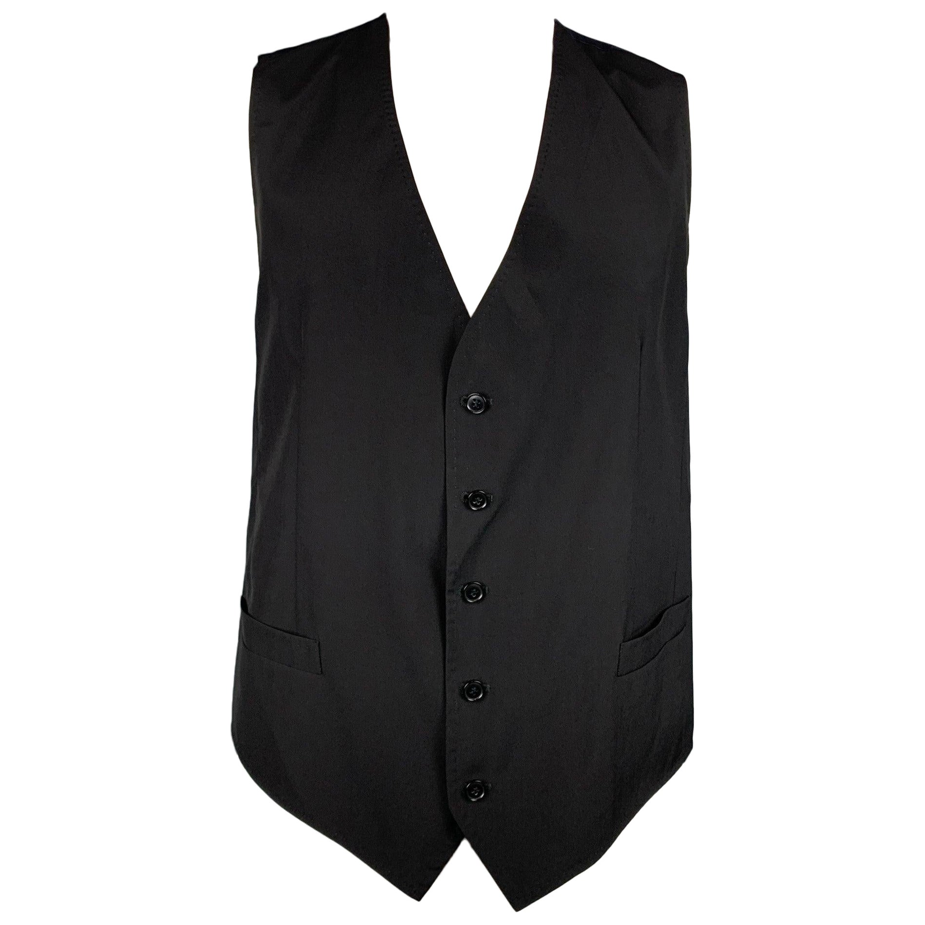 DOLCE & GABBANA Size 44 Black Wool Buttoned Vest For Sale