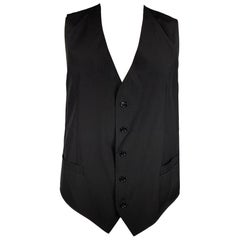 DOLCE & GABBANA Size 44 Black Wool Buttoned Vest