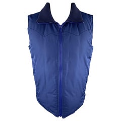 MARC JACOBS Size 38 Navy Padded High Ribbed Collar Zip Up Vest