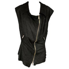 Haider Ackermann Taglia S Gilet con zip in pelle scamosciata nera