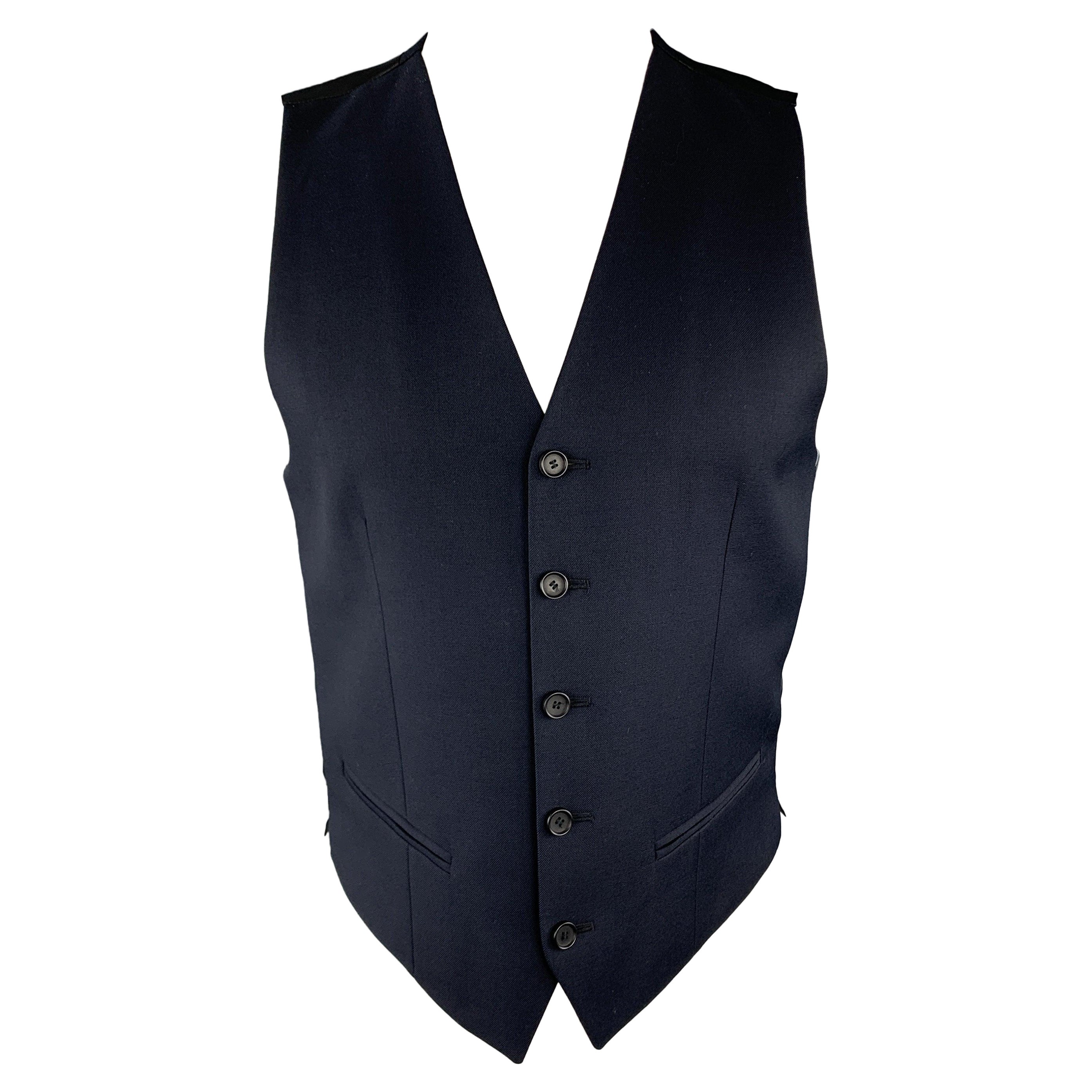 THE KOOPLES Size 36 Navy & Black Wool Buttoned Vest For Sale
