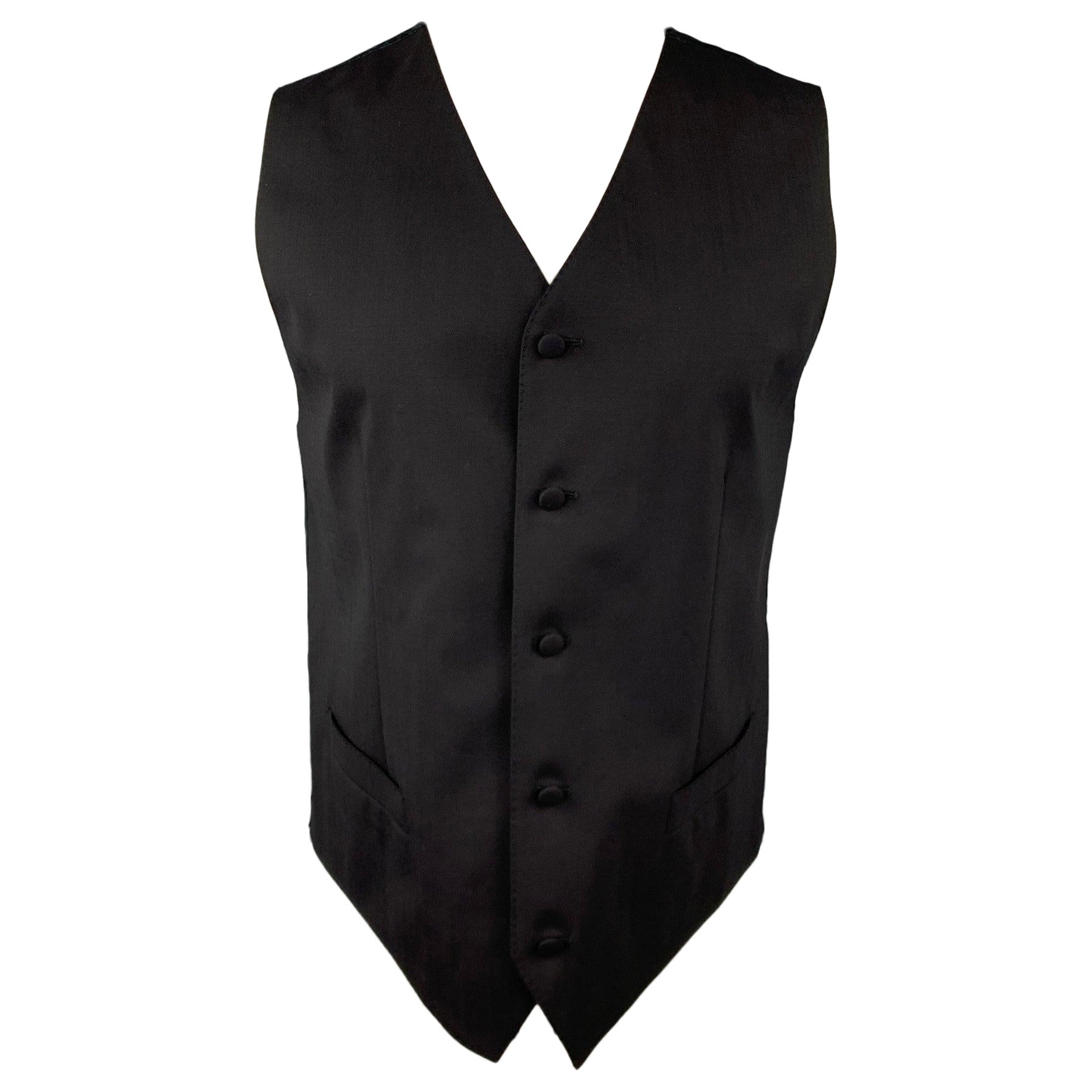 DOLCE & GABBANA Size 40 Black Wool Back Belt Dress Vest For Sale