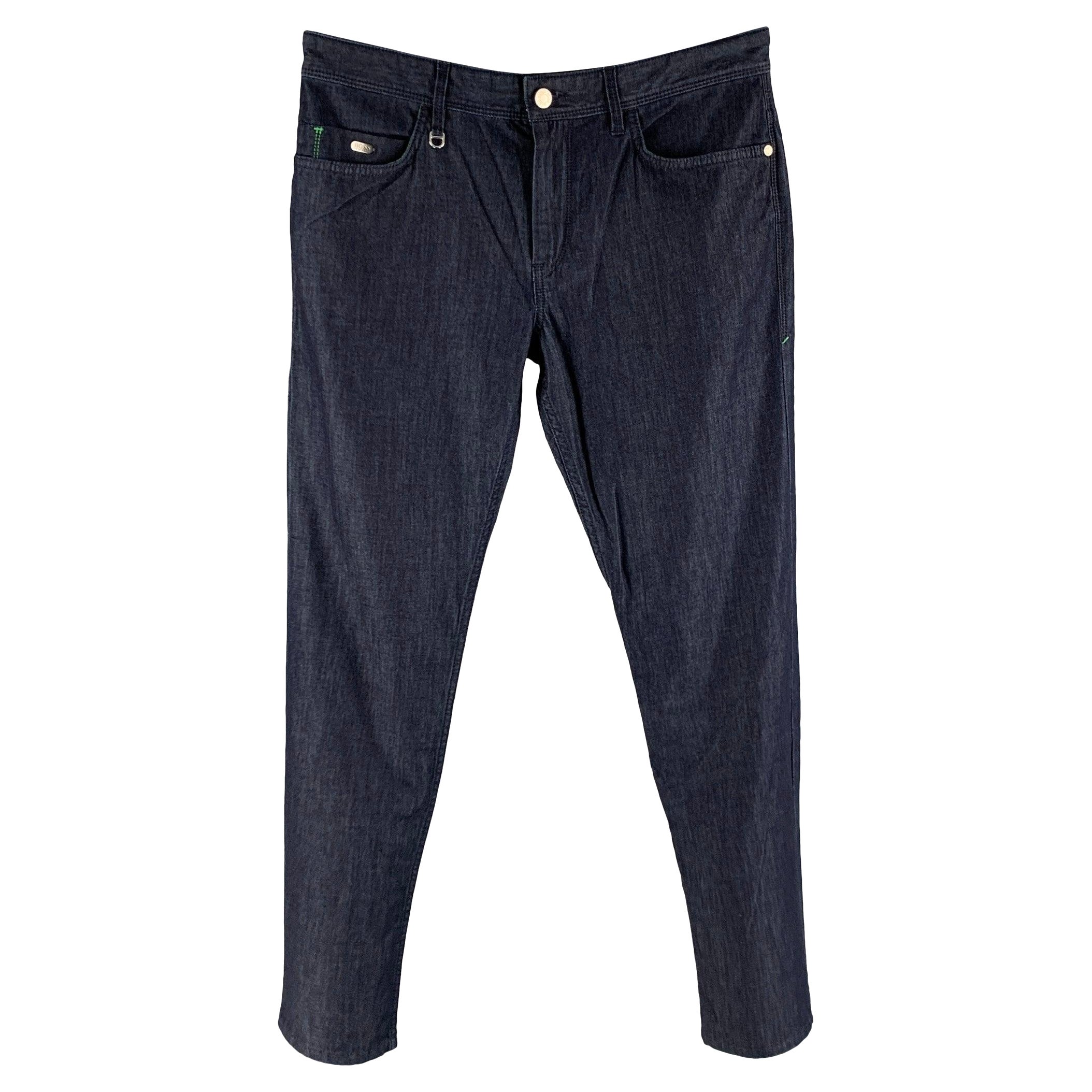 HUGO BOSS Size 33 Blue Cotton Blend Jeans For Sale