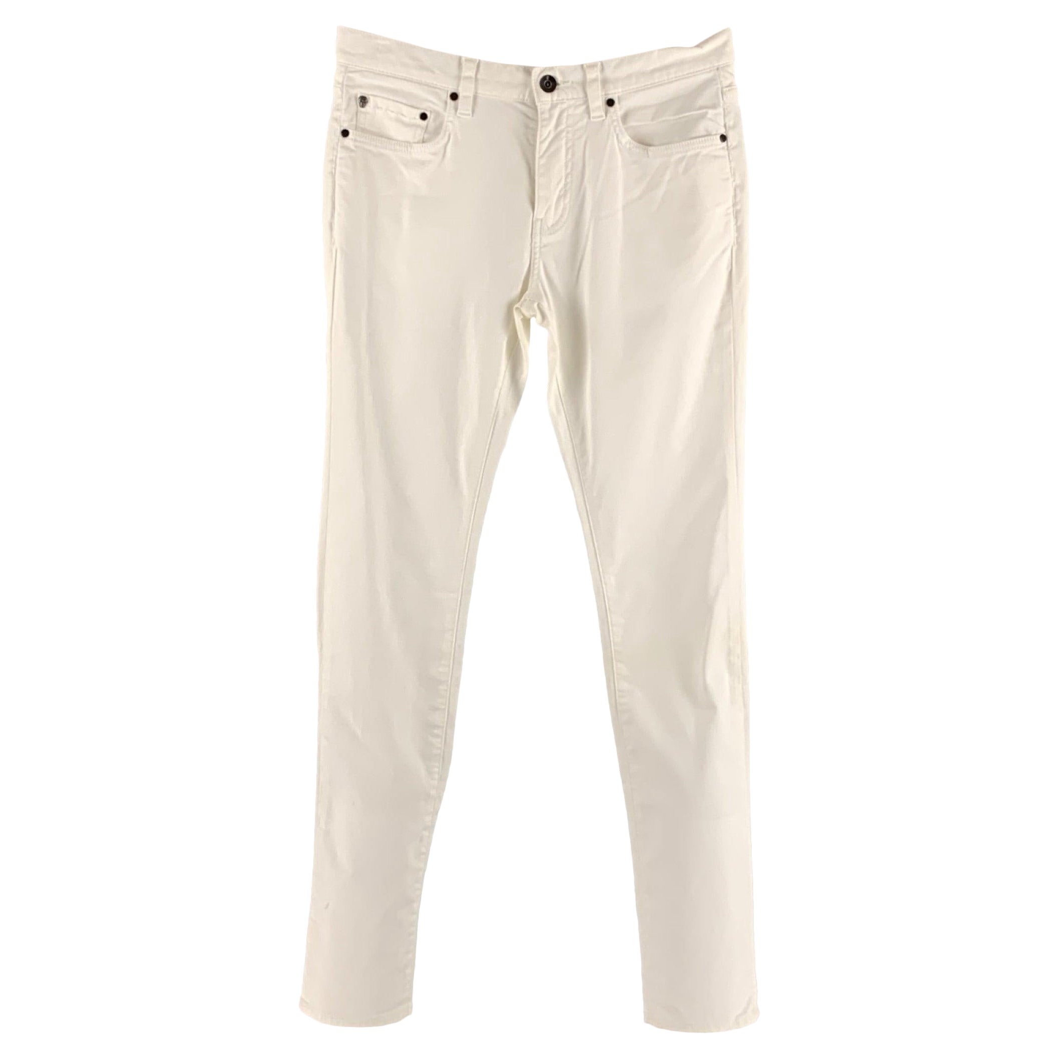 JOHN VARVATOS Size 30 Off White Cotton Elastane Jeans For Sale