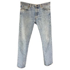 LEVI'S Taille 34 Jean en denim bleu clair délavé