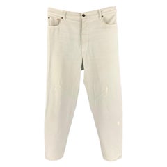 VETEMENTS Größe 32 Weiß Hellblaue Baumwoll-Fly Jeans mit Knopfleiste aus Baumwolle