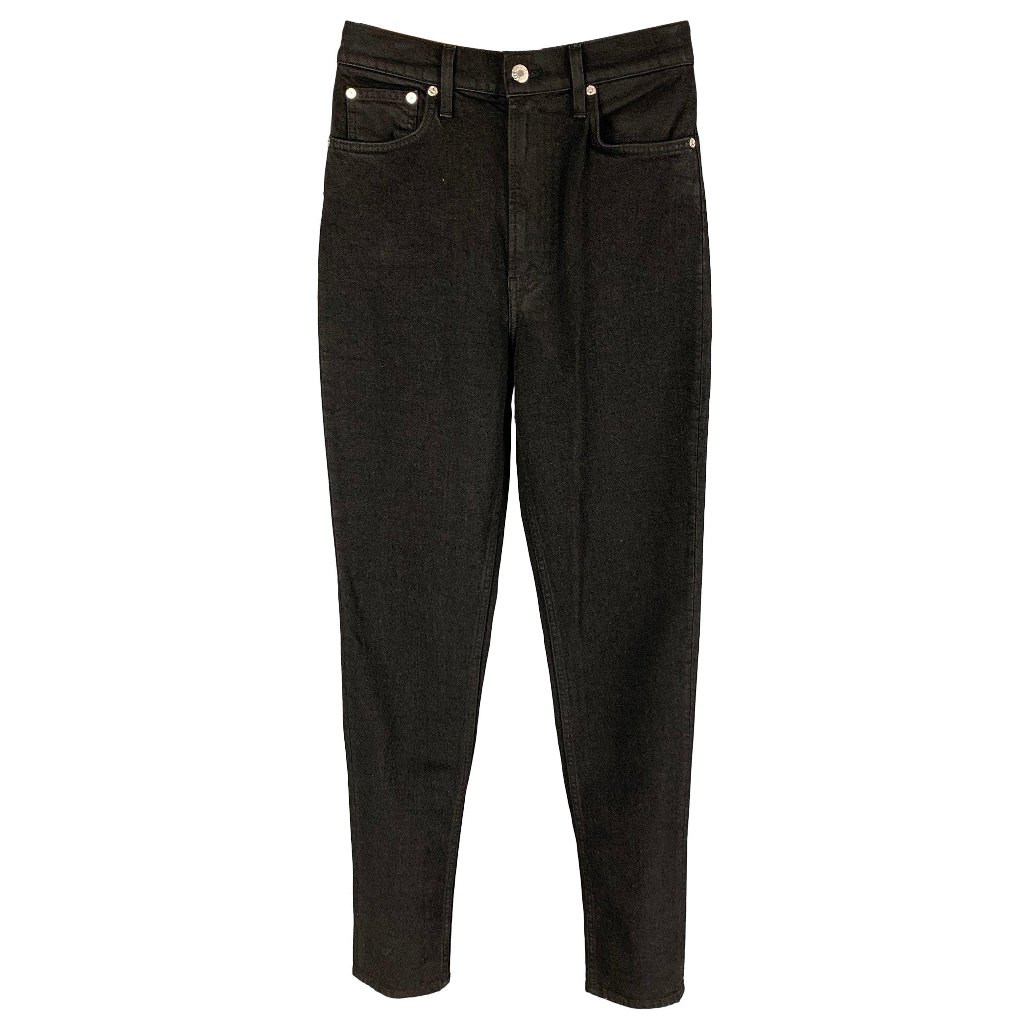 HELMUT LANG - Jean en coton noir à pointes, pour femme, taille 27 en vente
