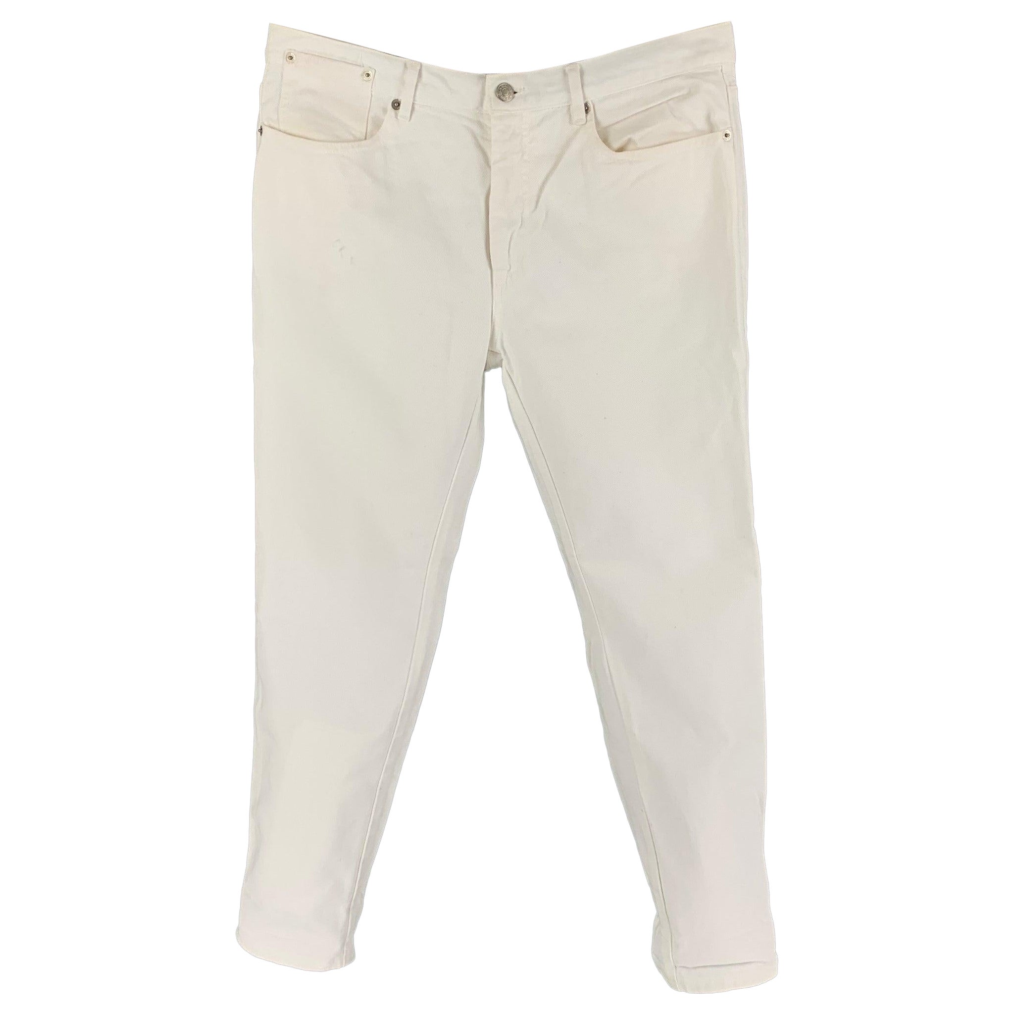 DRIES VAN NOTEN Size 31 White Cotton Slim Jeans For Sale