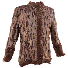 Bill Blass Evening Jacket with Feathers, Beads and Sequins Sz16 12