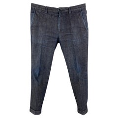 DOLCE & GABBANA Taglia 28 Jeans slim in misto cotone indaco blu con risvolto