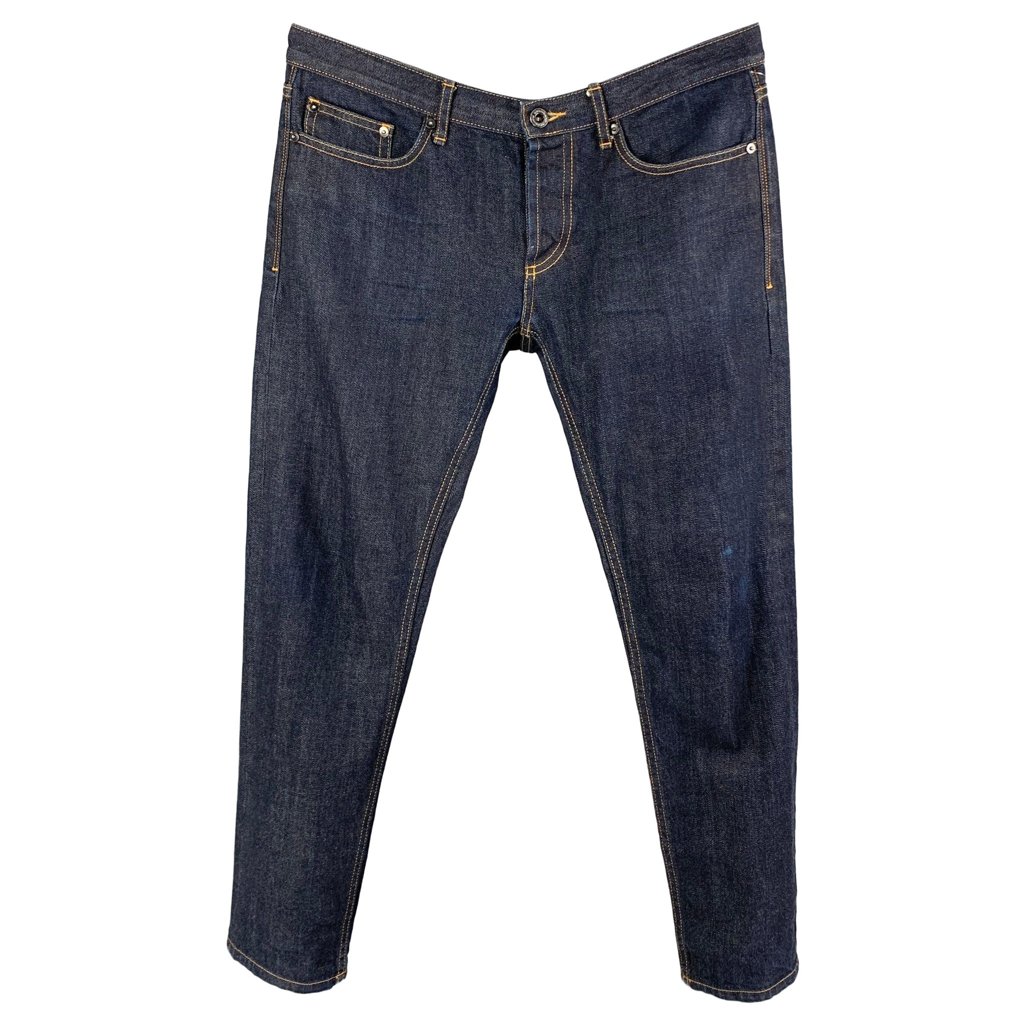 BURBERRY PRORSUM Size 32 Indigo Blue Denim Slim Jeans For Sale
