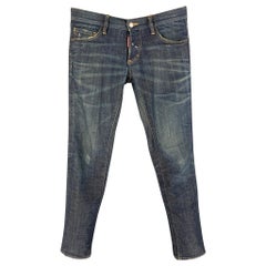 DSQUARED2 Größe 30 Indigofarbene Jeans aus Baumwolle mit Kontraststich und Skinny-Streifen