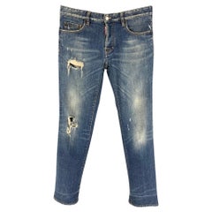 DSQUARED2 Größe 30 Indigofarbene Jeans aus Baumwolle im Distressed-Stil