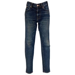 CELINE taille 26 bleu foncé Jean mince patch