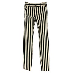 JOSEPH Größe 6 Schwarz-weiße Jeans aus Baumwollstreifen mit Skinny-Streifen